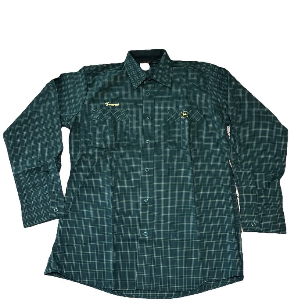 John Deere ProtexAll Uniform Shirt Long Sleeve XL 34.5 Green Yellow name Conrad